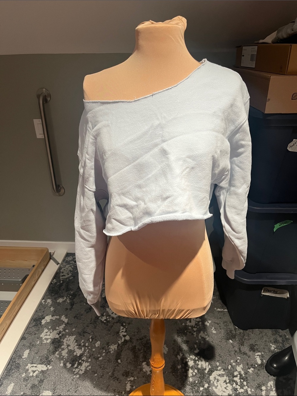 TNA baby blue cozyAF Off-Shoulder Cropped Sweatshirt